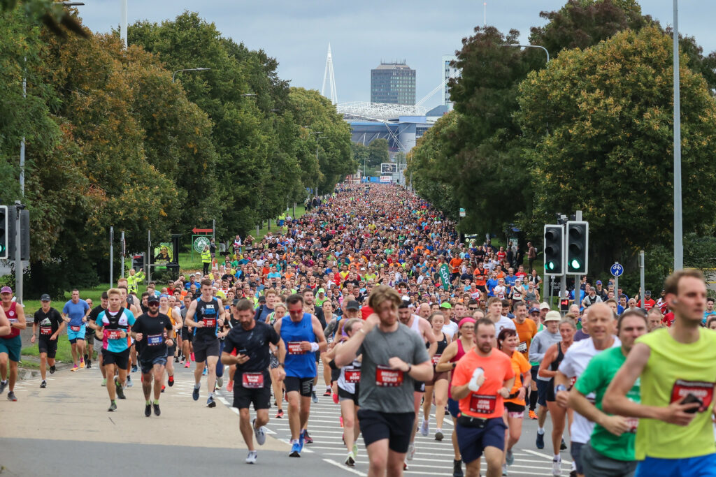 A sea of runners setting off on the half marathon