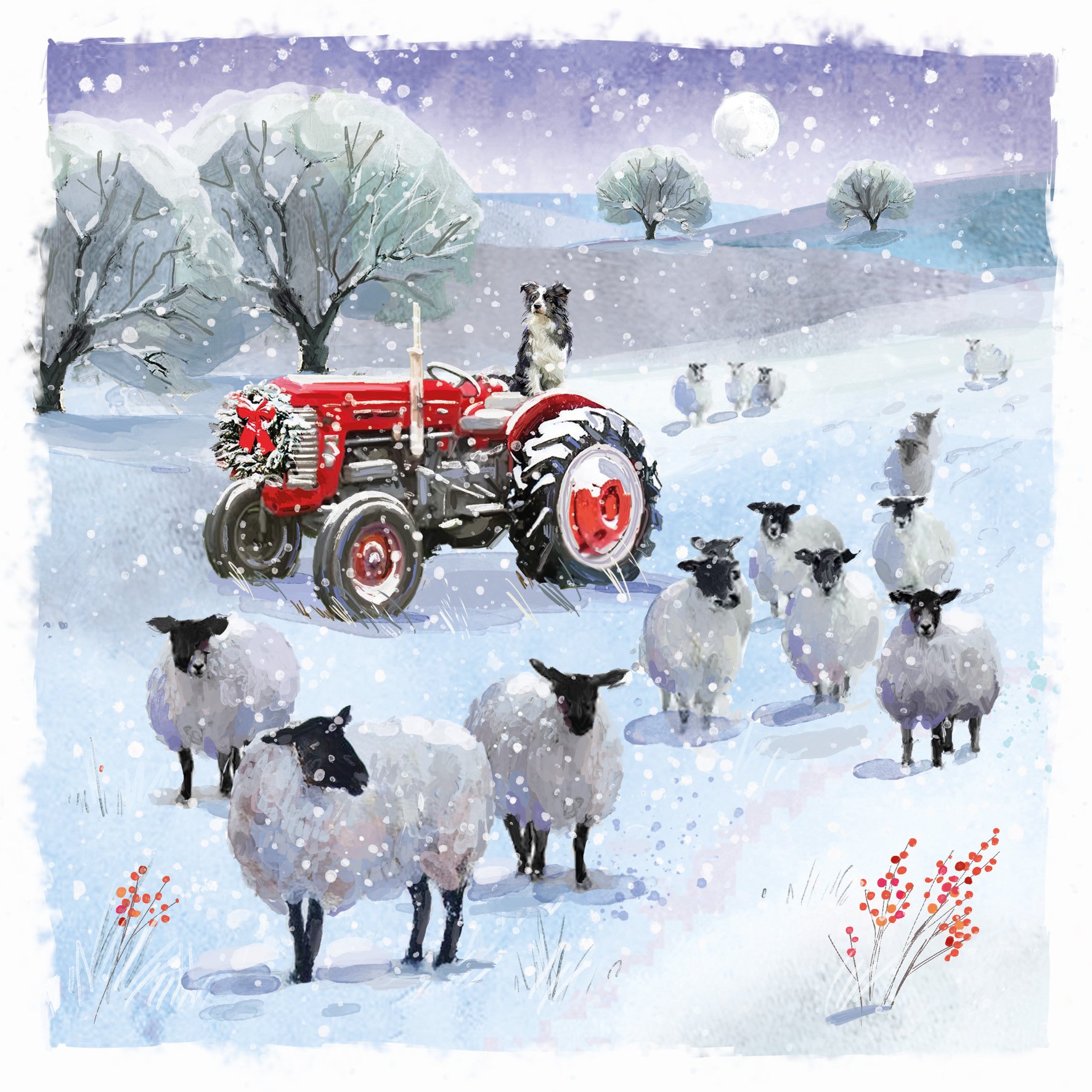 'Tractor in the Field' Christmas Cards (Twin Pack)