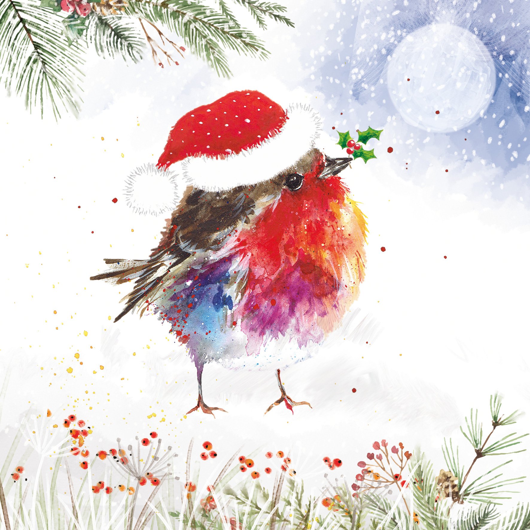 'Fluffy Robins in the Snow' Christmas Cards (Twin Pack)